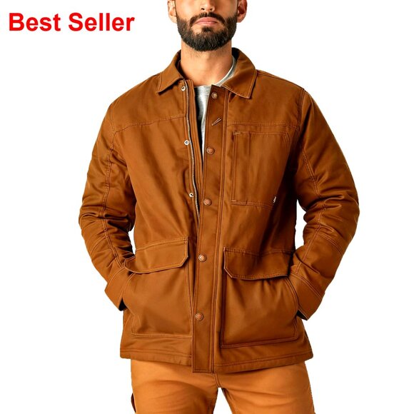 Wax Coated Canvas Chore Coat Relaxed Fit Work Utility Jacket